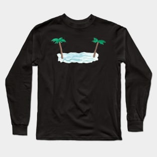 Watercolor Island Palm Trees Long Sleeve T-Shirt